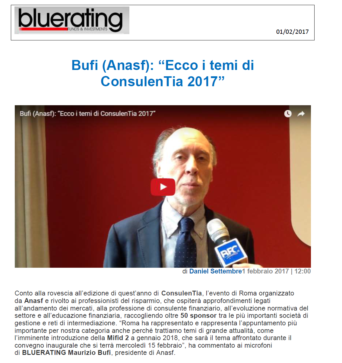Bluerating - Bufi. ecco i temi di ConsulenTia